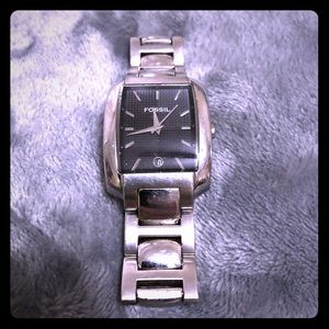 Men’s Stainless Steel Fossil Watch. Square face.
